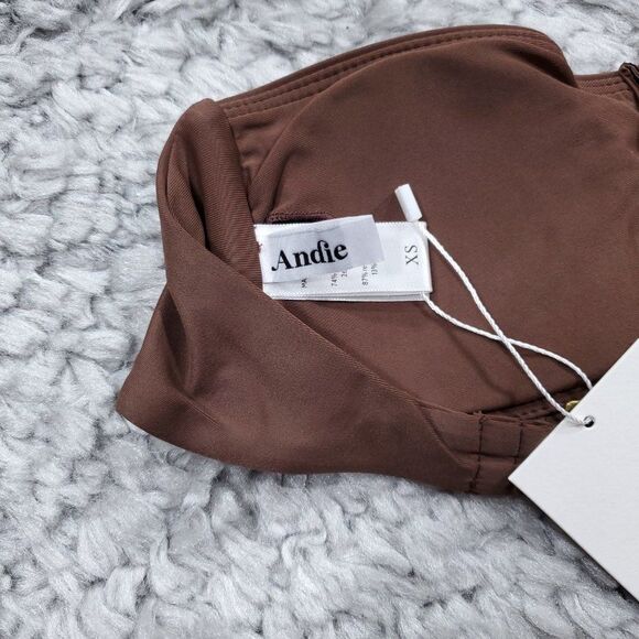 Andie Swim The Scala Bikini Top Strapless V Neck Espresso Brown Size XS - Picture 5 of 6